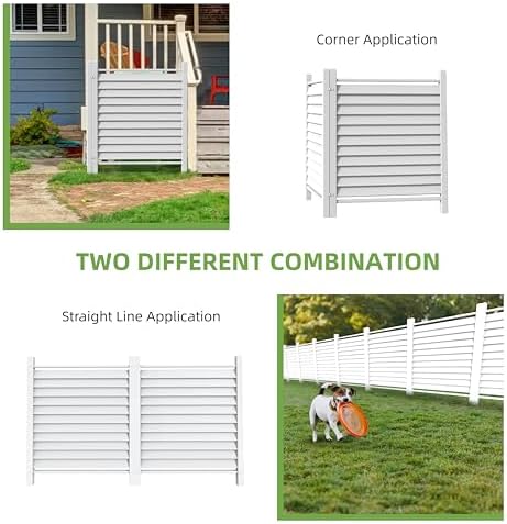 36" W X 45" H Reinforced White Vinyl Privacy Fence, Double Windproo...