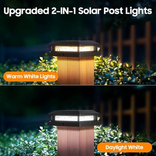 Bosceos Solar Post Cap Lights 6-Pack for 4x4 4.5x4.5 5x5 Posts, Black