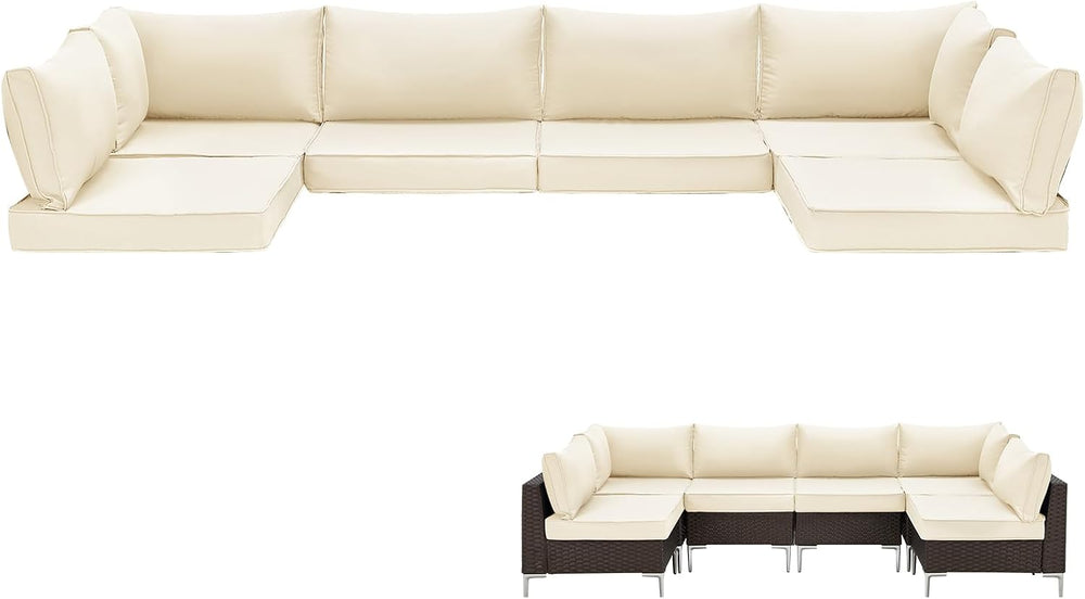 HOMREST Replacement Cushions for Outdoor Furniture, 25.4x25.4 Inch 14-Piece P...