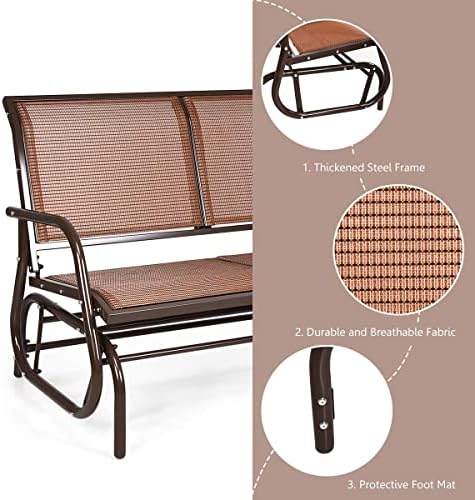 GIANTEX 48 Inch Swing Glider Chair, 2 People Swing Lounge Glider Chair