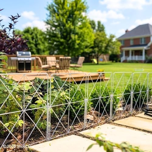 ShopLaLa Garden Fence (10 Panels) 12.5in(L) x 16.5in(H) Decorative White Meta...