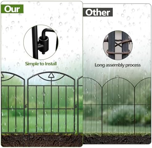 17in (H) x10.5ft (L), 10 Panels No Dig Decorative Garden Fence
