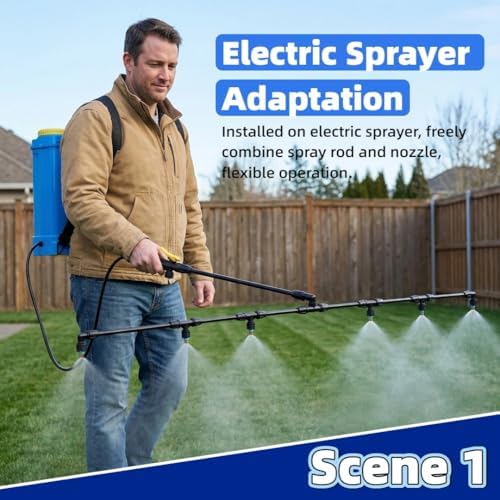 6-Nozzle Polyethylene Boom Wand, 7.5 Ft ATV Sprayer Boom with 2 Types of Nozz...