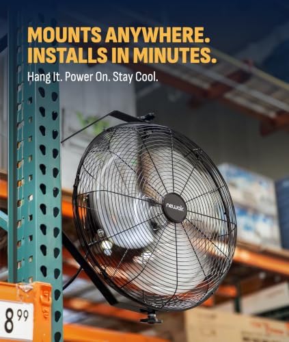 NewAir 18" Wall Mount Fan, Heavy Duty Industrial Shop and Garage Fan