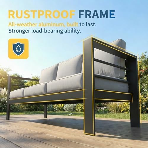 Solaste Aluminum Patio Furniture Set for All Weather, Oversized Metal Outdoor...
