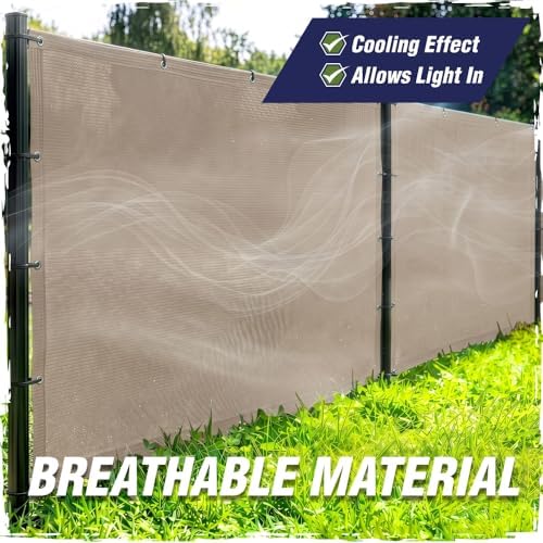 RUGGED RHINO Fence Privacy Screen 180 GSM Heavy Duty Mesh, 6x20 FT Beige