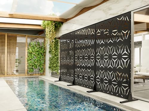 Metal Privacy Screen for Outdoor Freestanding Privacy Screens, 72" H x 4...