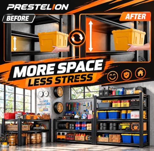 PRESTELION Garage Shelving, 3 Tier Heavy Duty Metal Storage Rack Adjustable