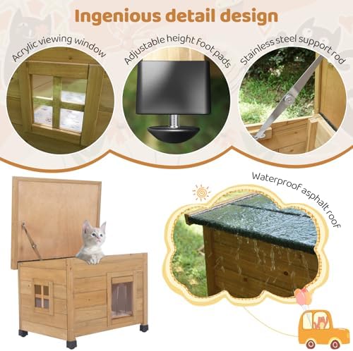 Agitree Outdoor Wooden Pet House, Weatherproof Winter Shelter for рuррy and S...