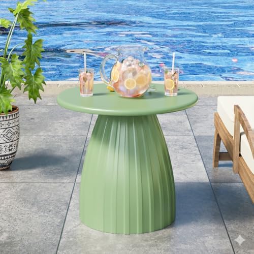 Round Small Patio Side Table Set of 2, Metal Steel Outdoor Side Table, Patio ...