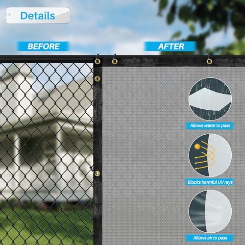 Patio Paradise 4' x 30' Gray Privacy Fence Screen Heavy Duty Fence Co...