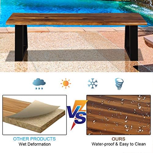 GIANTEX 57.5" Live Edge Acacia Wood Bnech, 3-Person Backless Outdoor Din...