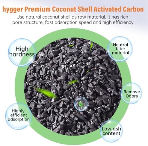 hygger Aquarium Activated Carbon, Premium Natural Coconut Shell Activated Cha...