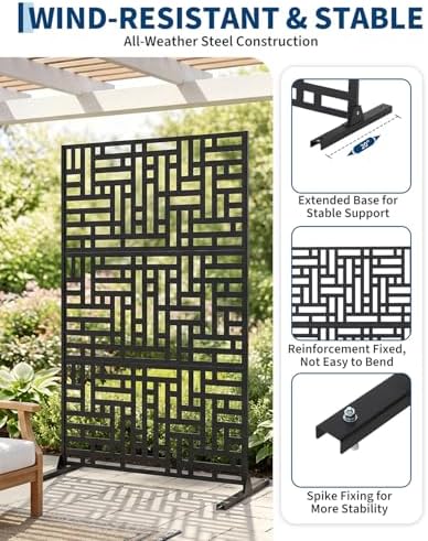 Outdoor Privacy Screen, 48" W x 75" H, Metal Privacy Divider Panels
