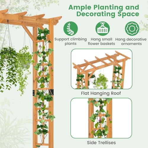 HAPPYGRILL 7 FT Wooden Garden Arch for Climbing Plants