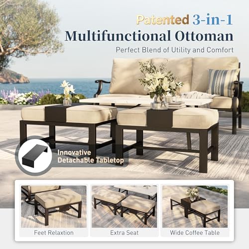 SUNSHINE VALLEY 5 PCS Patio Furniture Set, Metal Couch