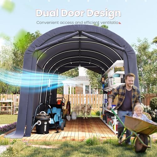 KING BIRD 10' x 20' Carport Shelter with Roll-up Ventilated Windows