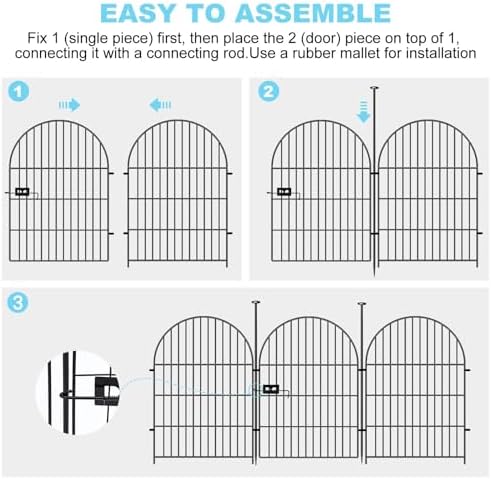 36in Tall Garden Animal Barrier, 8 Panels Pet Fence Outdoor | 17.5Ft Rustproo...