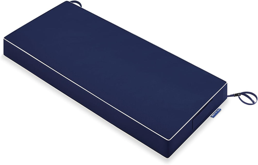 MIULEE Navy Blue 48x18x3 Inch Outdoor Bench Cushion with Adjustable Straps