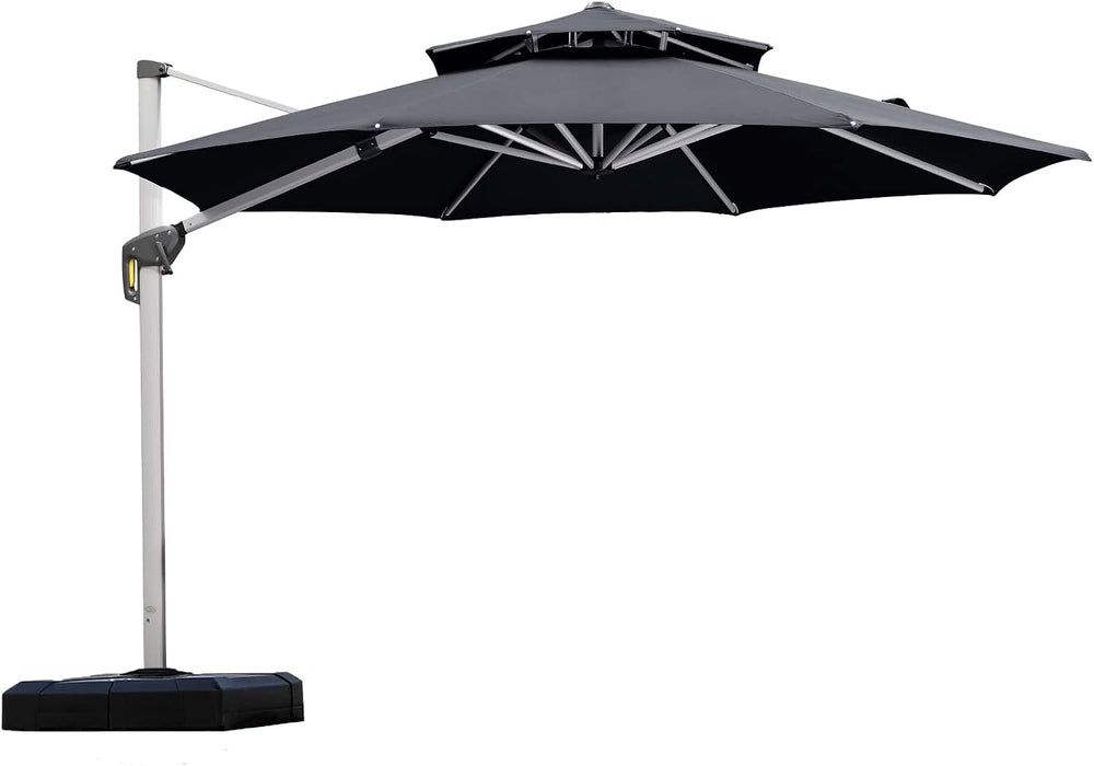 PURPLE LEAF Cantilever Patio Umbrella 11 FT Wind Resistant Canopy, Grey