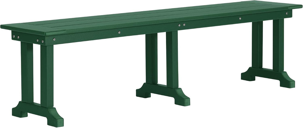 WO HOME FURNITURE 65" HDPE Outdoor Bench, 660 lbs Capacity, Dark Green