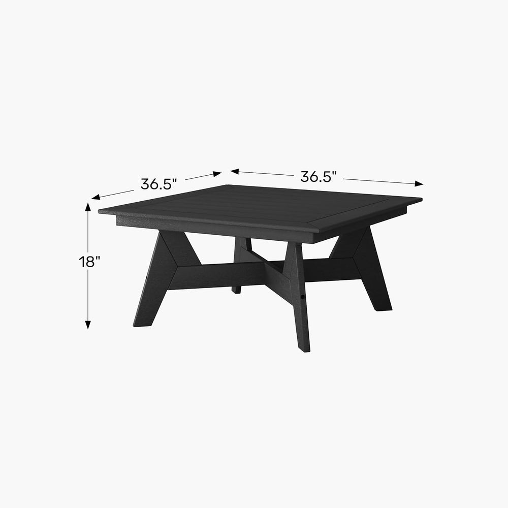 Avalon Modern Low Outdoor Patio Square HDPE Coffee Table, Teak