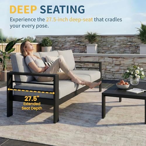 Solaste Aluminum Patio Furniture Set for All Weather, Oversized Metal Outdoor...