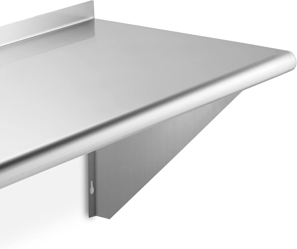 GRIDMANN 12" x 24" Stainless Steel Wall Mount Shelf with Backsplash...