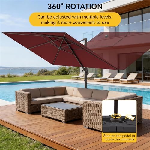 9x12 FT Cantilever Patio Umbrella, Large Rectangular Offset Outdoor Umbrella ...