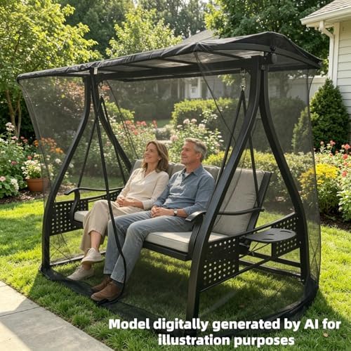 6.7X6.7X4.1FT Outdoor Mosquito Netting for Swing/Patio, Three-Person Large Si...