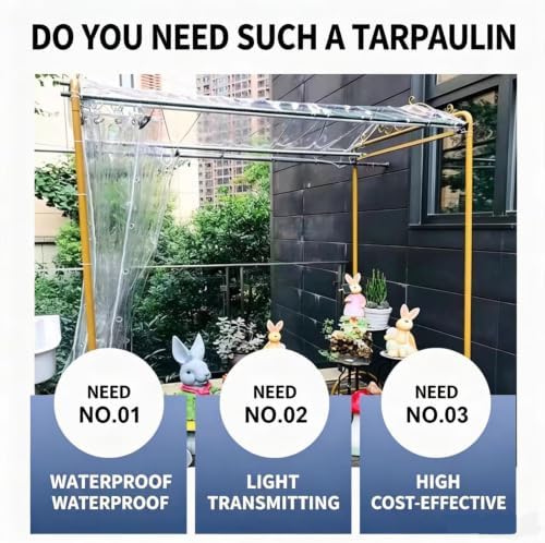 Clear Tarp with Grommets,Vinyl Tarpaulin Heavy Duty (12 * 16FT(3.6 * 4.8M)