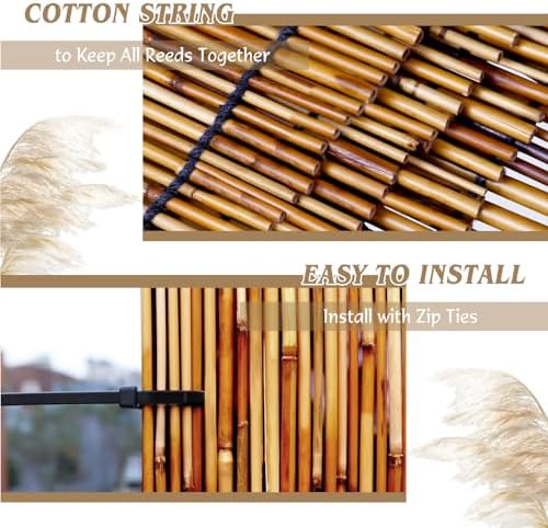Natural Reed Fencing Roll 6FTx16.4FT Privacy Screen for Patio, Brown 1 Pack