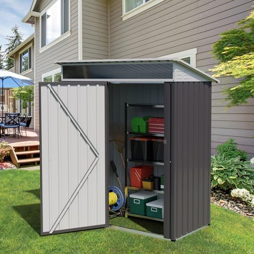Vongrasig 5 x 3 x 6 FT Outdoor Storage Shed Clearance, Metal Garden Shed with...