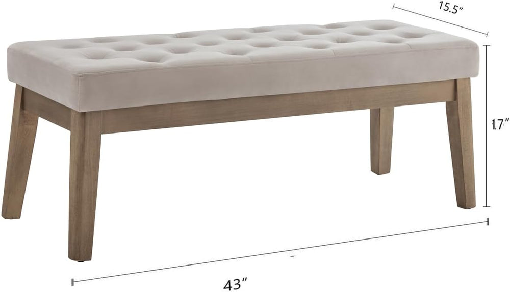24KF Velvet Upholstered Buttons Tufted Entryway Bench with Solid Wood Leg,Bed...