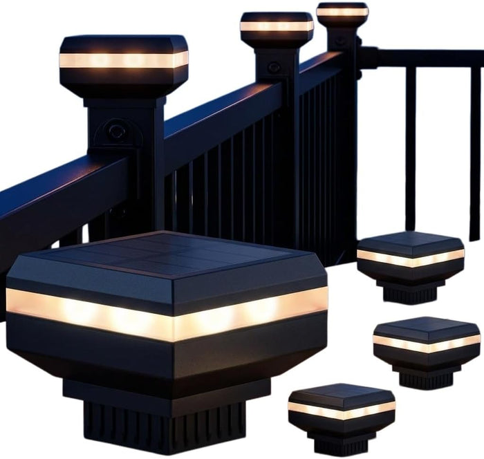 4‑Pack Solar Fence Post Cap Lights, Dual‑Color for 2"x2" & 3"x3" Posts