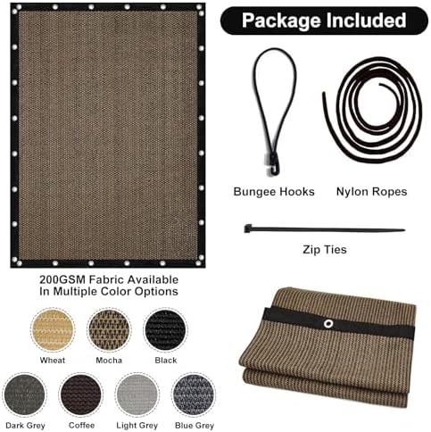Artpuch 90% Sun Shade Cloth, 12 x 16 FT Pergola Shade Cover Canopy with Gromm...