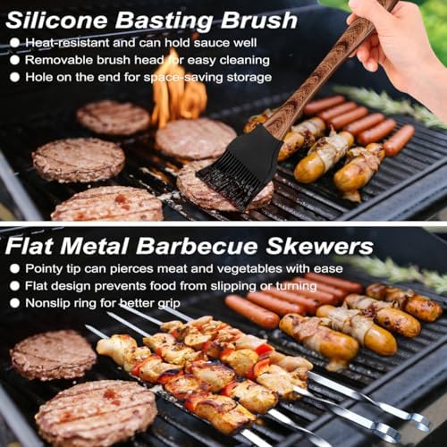 POLIGO 22PCS Heavy Duty BBQ Grill Accessories Set, Non-Slip Grill Tools for O...