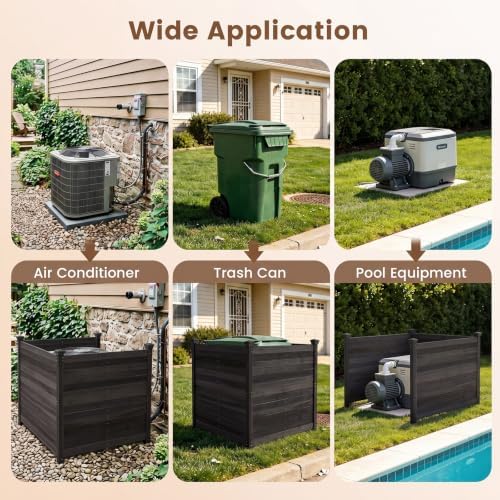 Giantex 3 Panels Wooden Privacy Fence with Stakes, 47" W x 45.5" H,...