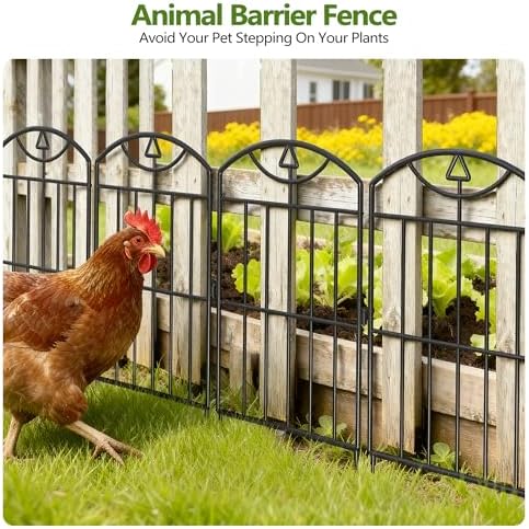 17in (H) x10.5ft (L), 10 Panels No Dig Decorative Garden Fence