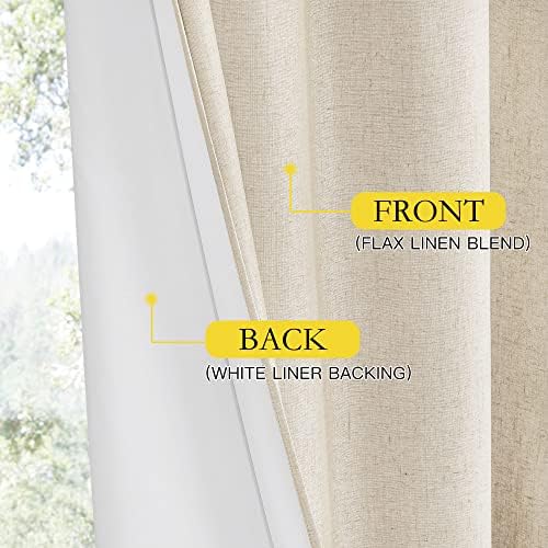 NICETOWN 100% Absolutely Blackout Linen Curtains with Thermal Insulated White...