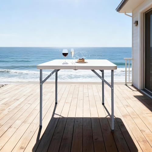 Lakhow 34" Square Folding Card Table, Fold in Half Heavy Duty Portable T...