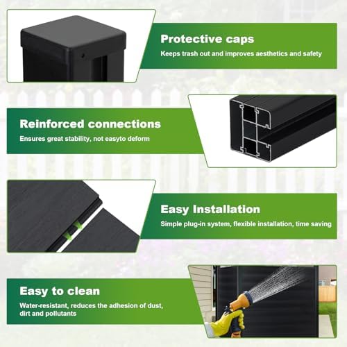 Mondaria Semi-Closed Privacy Fence Panels with 2 Posts for Outside, 6ft(W) x ...