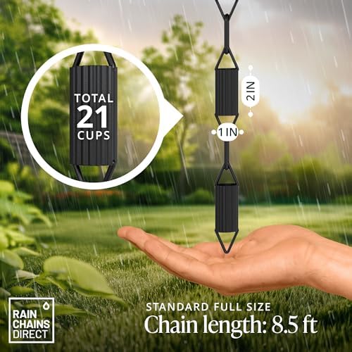 Rain Chains Direct - Manicotti Rain Chain - 8.5 FT - Durable Black Powder-Coa...