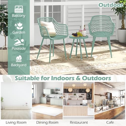 Tangkula 3 Piece Patio Bistro Set, All Weather Heavy Duty Table and Chairs Se...