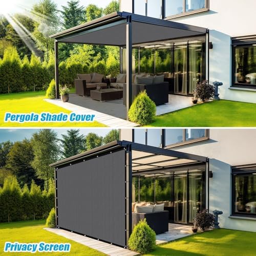 Amagenix 90% Sun Shade Cloth with Grommets, 8' x 16' Pergola Replacem...