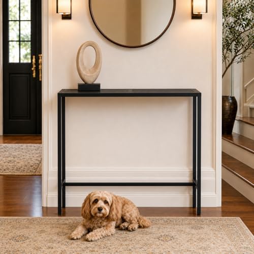36" Outdoor Bar Height Table, Black Metal Frame with HDPE Top
