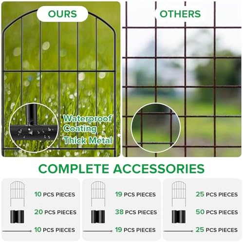 VANCASTLE Decorative Garden Fence Outdoor, 20ft (L) x 24in (H), 19 Panels