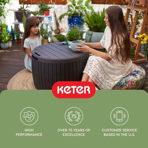 Keter Circa Outdoor Storage Deck Box, 37 Gallon, Brown