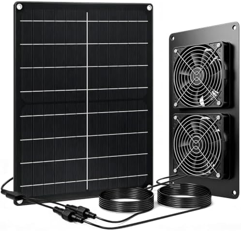 30W Solar Panel Powered High Airflow Dual Exhaust Intake Vent Fan Mount Kit