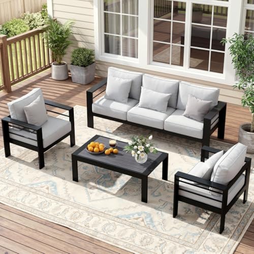 Solaste Aluminum Patio Furniture Set for All Weather, Oversized Metal Outdoor...